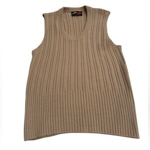 Vintage Robert Bruce Grubb Stuff Sweater Vest Tan Beige Union Made Medium
